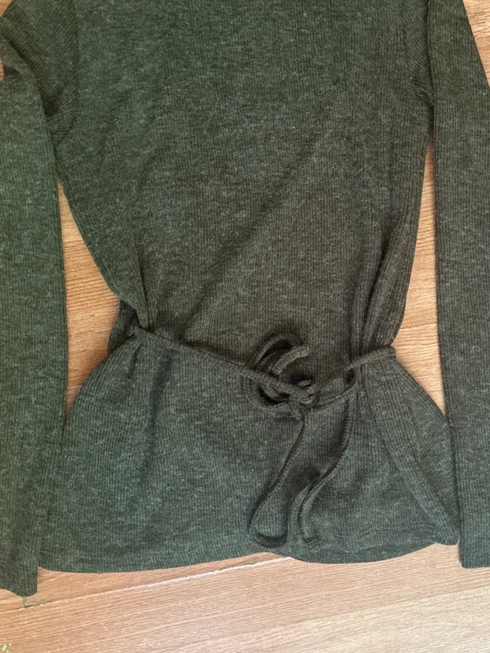Zara Soft Wrap Top Dark Green Size Medium Wrap Sweater - Picture 6 of 7
